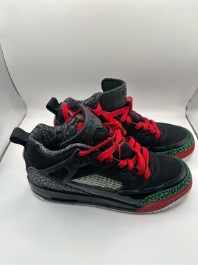 Jordan Spizike Low in Black with Red & Green Accents